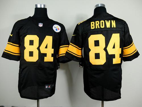 Nike Steelers #84 Antonio Brown Black(Gold No.) Men's Stitched NFL Elite Jersey Nike Steelers #84 Antonio Brown Black(Gold No.) Men's Stitched NFL Elite Jersey
