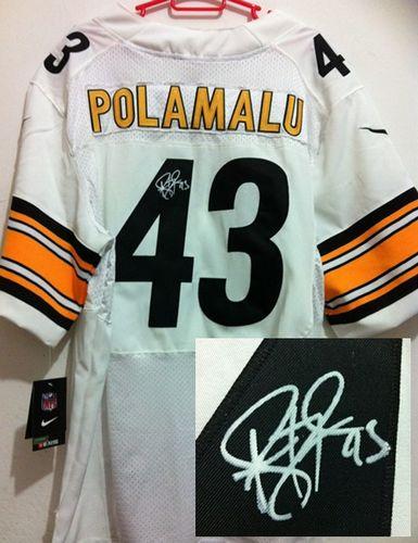 Nike Steelers #43 Troy Polamalu White Men's Stitched NFL Elite Autographed Jersey Nike Steelers #43 Troy Polamalu White Men's Stitched NFL Elite Autographed Jersey