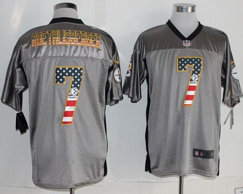 Nike Steelers #7 Ben Roethlisberger Grey Men's Stitched NFL Elite USA Flag Fashion Jersey Nike Steelers #7 Ben Roethlisberger Grey Men's Stitched NFL Elite USA Flag Fashion Jersey