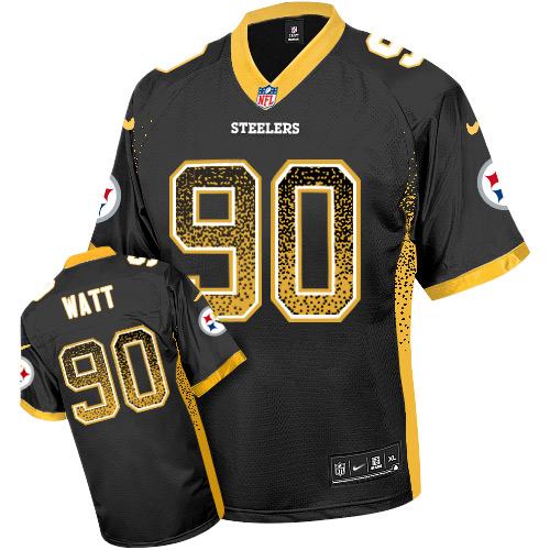 Nike Steelers #90 T. J. Watt Black Team Color Men's Stitched NFL Elite Drift Fashion Jersey Nike Steelers #90 T. J. Watt Black Team Color Men's Stitched NFL Elite Drift Fashion Jersey