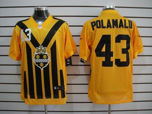 Nike Steelers #43 Troy Polamalu Gold 1933s Throwback Men's Embroidered NFL Elite Jersey Nike Steelers #43 Troy Polamalu Gold 1933s Throwback Men's Embroidered NFL Elite Jersey
