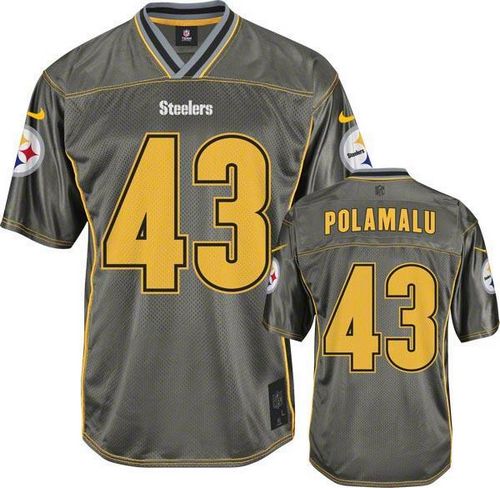 Nike Steelers #43 Troy Polamalu Grey Men's Stitched NFL Elite Vapor Jersey Nike Steelers #43 Troy Polamalu Grey Men's Stitched NFL Elite Vapor Jersey