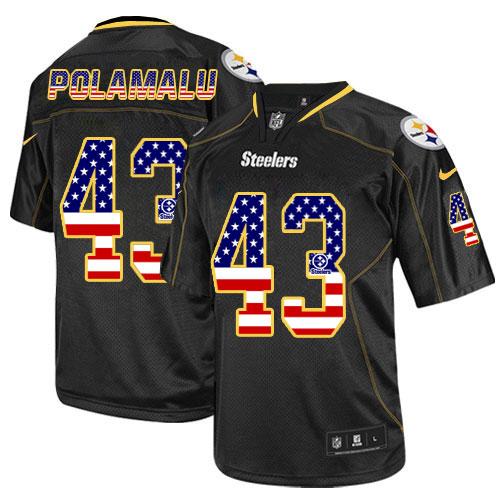 Nike Steelers #43 Troy Polamalu Black Men's Stitched NFL Elite USA Flag Fashion Jersey Nike Steelers #43 Troy Polamalu Black Men's Stitched NFL Elite USA Flag Fashion Jersey