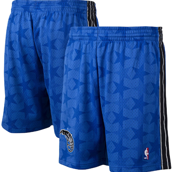 Men's Mitchell & Ness Blue Orlando Magic Hardwood Classics Logo Swingman Shorts