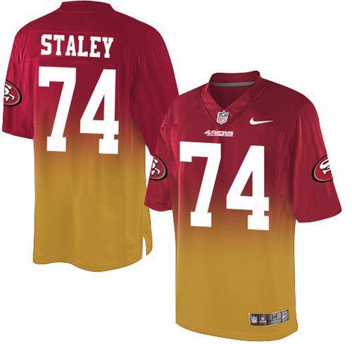 Nike 49ers #74 Joe Staley Red/Gold Men's Stitched NFL Elite Fadeaway Fashion Jersey Nike 49ers #74 Joe Staley Red/Gold Men's Stitched NFL Elite Fadeaway Fashion Jersey