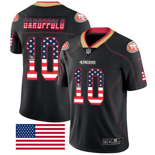 Nike 49ers #10 Jimmy Garoppolo Black Men's Stitched NFL Limited Rush USA Flag Jersey Nike 49ers #10 Jimmy Garoppolo Black Men's Stitched NFL Limited Rush USA Flag Jersey