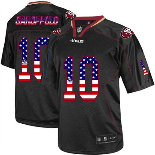 Nike 49ers #10 Jimmy Garoppolo Black Men's Stitched NFL Elite USA Flag Fashion Jersey Nike 49ers #10 Jimmy Garoppolo Black Men's Stitched NFL Elite USA Flag Fashion Jersey