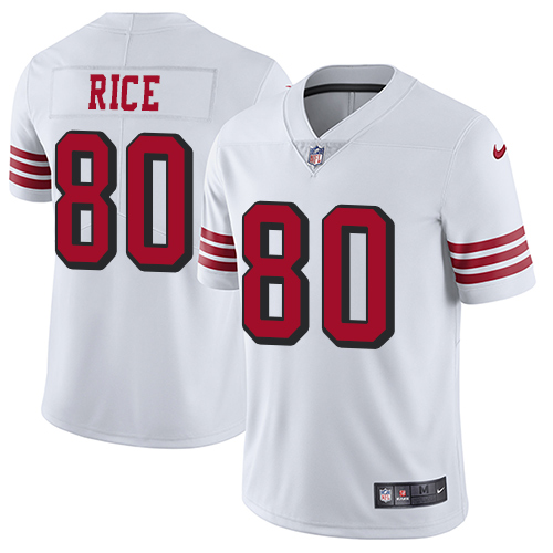 Nike 49ers #80 Jerry Rice White Rush Men's Stitched NFL Vapor Untouchable Limited Jersey Nike 49ers #80 Jerry Rice White Rush Men's Stitched NFL Vapor Untouchable Limited Jersey