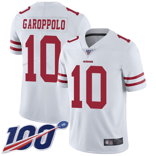 Nike 49ers #10 Jimmy Garoppolo White Men's Stitched NFL 100th Season Vapor Limited Jersey Nike 49ers #10 Jimmy Garoppolo White Men's Stitched NFL 100th Season Vapor Limited Jersey