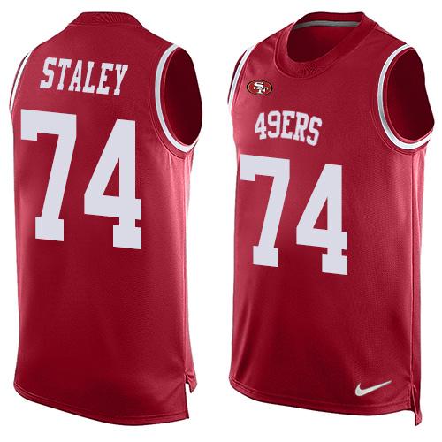 Nike 49ers #74 Joe Staley Red Team Color Men's Stitched NFL Limited Tank Top Jersey Nike 49ers #74 Joe Staley Red Team Color Men's Stitched NFL Limited Tank Top Jersey