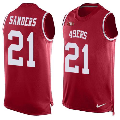 Nike 49ers #21 Deion Sanders Red Team Color Men's Stitched NFL Limited Tank Top Jersey Nike 49ers #21 Deion Sanders Red Team Color Men's Stitched NFL Limited Tank Top Jersey