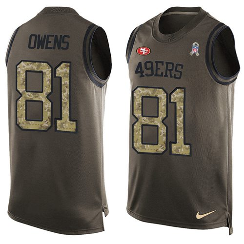 Nike 49ers #81 Terrell Owens Green Men's Stitched NFL Limited Salute To Service Tank Top Jersey Nike 49ers #81 Terrell Owens Green Men's Stitched NFL Limited Salute To Service Tank Top Jersey