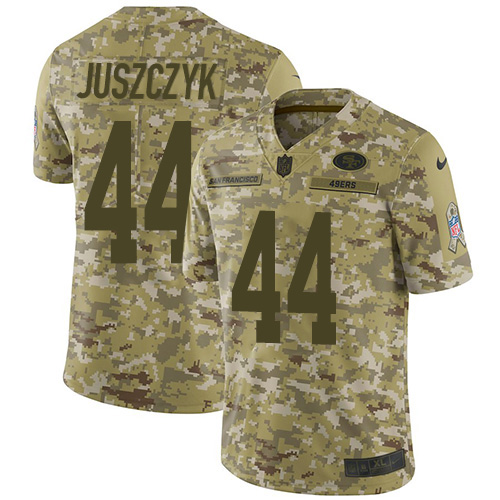 Nike 49ers #44 Kyle Juszczyk Camo Men's Stitched NFL Limited 2018 Salute To Service Jersey Nike 49ers #44 Kyle Juszczyk Camo Men's Stitched NFL Limited 2018 Salute To Service Jersey
