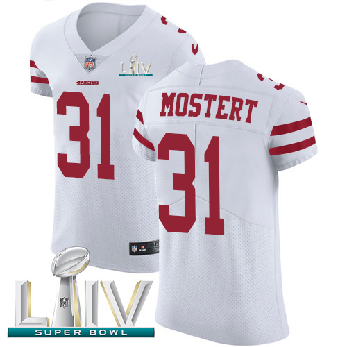 Nike 49ers #31 Raheem Mostert White Super Bowl LIV 2020 Men's Stitched NFL New Elite Jersey Nike 49ers #31 Raheem Mostert White Super Bowl LIV 2020 Men's Stitched NFL New Elite Jersey