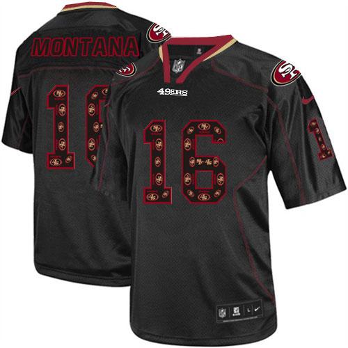 Nike 49ers #16 Joe Montana New Lights Out Black Men's Stitched NFL Elite Jersey Nike 49ers #16 Joe Montana New Lights Out Black Men's Stitched NFL Elite Jersey