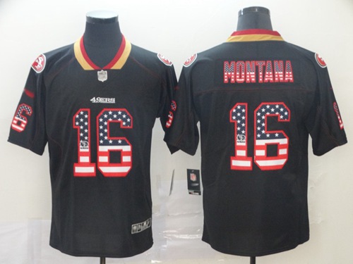 Nike 49ers #16 Joe Montana Black Men's Stitched NFL Limited Rush USA Flag Jersey Nike 49ers #16 Joe Montana Black Men's Stitched NFL Limited Rush USA Flag Jersey