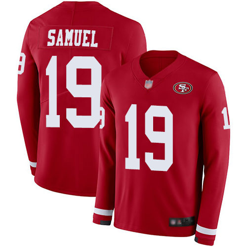 Nike 49ers #19 Deebo Samuel Red Team Color Men's Stitched NFL Limited Therma Long Sleeve Jersey Nike 49ers #19 Deebo Samuel Red Team Color Men's Stitched NFL Limited Therma Long Sleeve Jersey