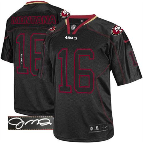 Nike 49ers #16 Joe Montana Lights Out Black Men's Stitched NFL Elite Autographed Jersey Nike 49ers #16 Joe Montana Lights Out Black Men's Stitched NFL Elite Autographed Jersey
