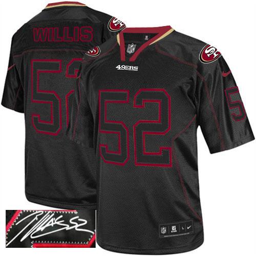 Nike 49ers #52 Patrick Willis Lights Out Black Men's Stitched NFL Elite Autographed Jersey Nike 49ers #52 Patrick Willis Lights Out Black Men's Stitched NFL Elite Autographed Jersey