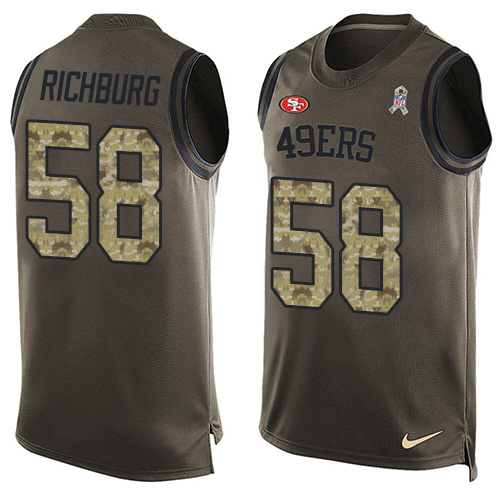 Nike 49ers #58 Weston Richburg Green Men's Stitched NFL Limited Salute To Service Tank Top Jersey Nike 49ers #58 Weston Richburg Green Men's Stitched NFL Limited Salute To Service Tank Top Jersey