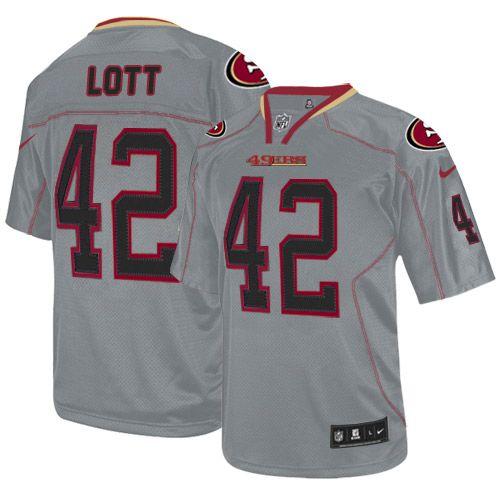 Nike 49ers #42 Ronnie Lott Lights Out Grey Men's Stitched NFL Elite Jersey Nike 49ers #42 Ronnie Lott Lights Out Grey Men's Stitched NFL Elite Jersey
