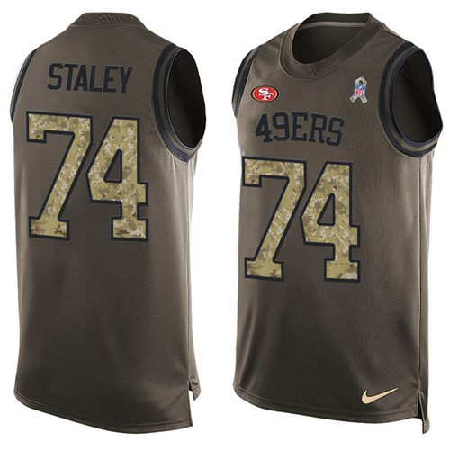 Nike 49ers #74 Joe Staley Green Men's Stitched NFL Limited Salute To Service Tank Top Jersey Nike 49ers #74 Joe Staley Green Men's Stitched NFL Limited Salute To Service Tank Top Jersey