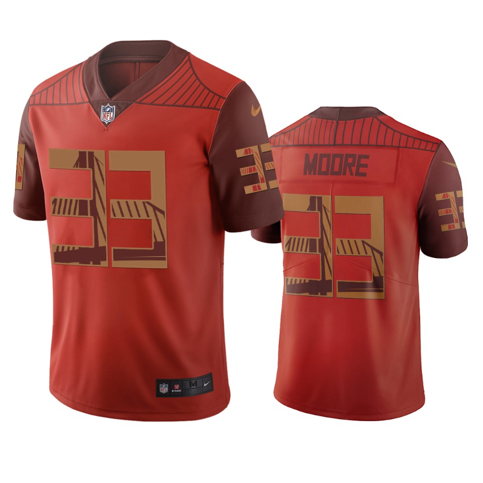 San Francisco 49ers #33 Tarvarius Moore Orange Vapor Limited City Edition NFL Jersey San Francisco 49ers #33 Tarvarius Moore Orange Vapor Limited City Edition NFL Jersey