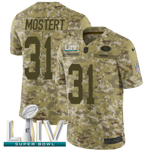 Nike 49ers #31 Raheem Mostert Camo Super Bowl LIV 2020 Men's Stitched NFL Limited 2018 Salute To Service Jersey Nike 49ers #31 Raheem Mostert Camo Super Bowl LIV 2020 Men's Stitched NFL Limited 2018 Salute To Service Jersey