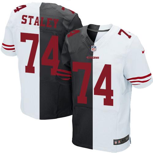 Nike 49ers #74 Joe Staley Black/White Men's Stitched NFL Elite Split Jersey Nike 49ers #74 Joe Staley Black/White Men's Stitched NFL Elite Split Jersey