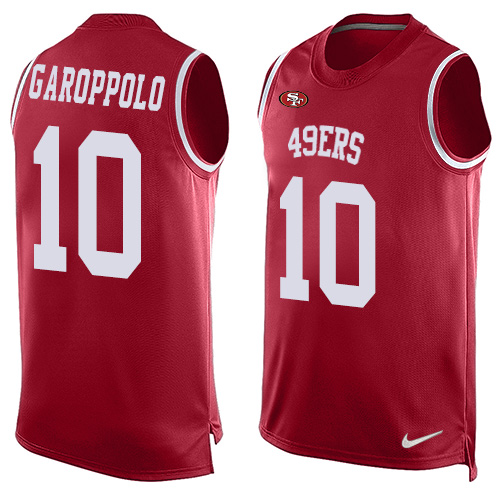 Nike 49ers #10 Jimmy Garoppolo Red Team Color Men's Stitched NFL Limited Tank Top Jersey Nike 49ers #10 Jimmy Garoppolo Red Team Color Men's Stitched NFL Limited Tank Top Jersey