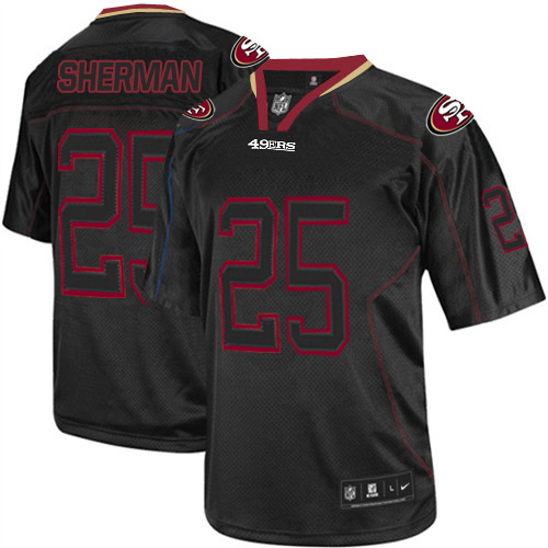Nike 49ers #25 Richard Sherman Lights Out Black Men's Stitched NFL Elite Jersey Nike 49ers #25 Richard Sherman Lights Out Black Men's Stitched NFL Elite Jersey