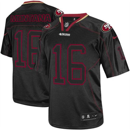 Nike 49ers #16 Joe Montana Lights Out Black Men's Stitched NFL Elite Jersey Nike 49ers #16 Joe Montana Lights Out Black Men's Stitched NFL Elite Jersey