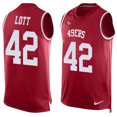 Nike 49ers #42 Ronnie Lott Red Team Color Men's Stitched NFL Limited Tank Top Jersey Nike 49ers #42 Ronnie Lott Red Team Color Men's Stitched NFL Limited Tank Top Jersey