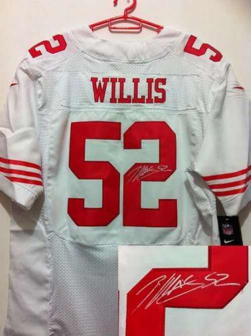 Nike 49ers #52 Patrick Willis White Men's Stitched NFL Elite Autographed Jersey Nike 49ers #52 Patrick Willis White Men's Stitched NFL Elite Autographed Jersey