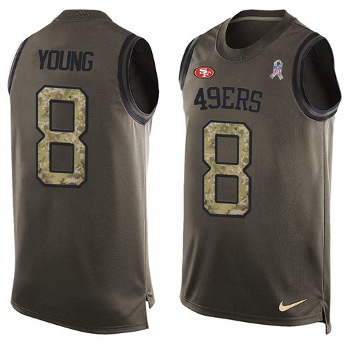 Nike 49ers #8 Steve Young Green Men's Stitched NFL Limited Salute To Service Tank Top Jersey Nike 49ers #8 Steve Young Green Men's Stitched NFL Limited Salute To Service Tank Top Jersey