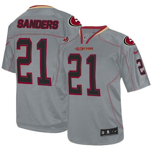 Nike 49ers #21 Deion Sanders Lights Out Grey Men's Stitched NFL Elite Jersey Nike 49ers #21 Deion Sanders Lights Out Grey Men's Stitched NFL Elite Jersey