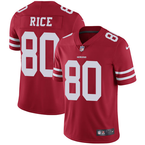 Nike 49ers #80 Jerry Rice Red Team Color Men's Stitched NFL Vapor Untouchable Limited Jersey Nike 49ers #80 Jerry Rice Red Team Color Men's Stitched NFL Vapor Untouchable Limited Jersey