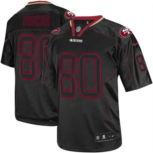 Nike 49ers #80 Jerry Rice Lights Out Black Men's Stitched NFL Elite Jersey Nike 49ers #80 Jerry Rice Lights Out Black Men's Stitched NFL Elite Jersey