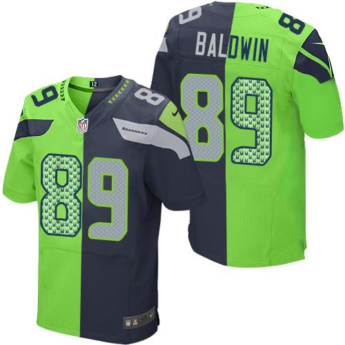 Nike Seahawks #89 Doug Baldwin Steel Blue/Green Men's Stitched NFL Elite Split Jersey Nike Seahawks #89 Doug Baldwin Steel Blue/Green Men's Stitched NFL Elite Split Jersey