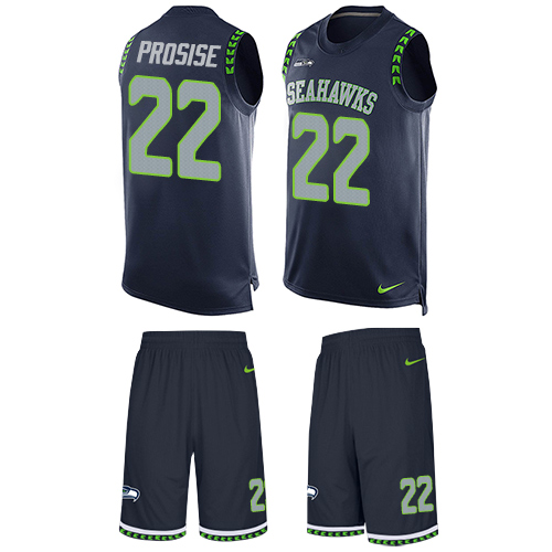 Nike Seahawks #22 C. J. Prosise Steel Blue Team Color Men's Stitched NFL Limited Tank Top Suit Jersey Nike Seahawks #22 C. J. Prosise Steel Blue Team Color Men's Stitched NFL Limited Tank Top Suit Jersey