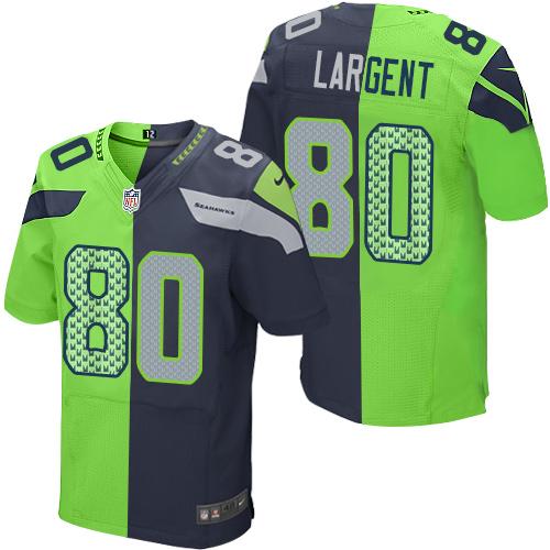 Nike Seahawks #80 Steve Largent Steel Blue/Green Men's Stitched NFL Elite Split Jersey Nike Seahawks #80 Steve Largent Steel Blue/Green Men's Stitched NFL Elite Split Jersey