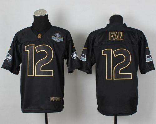 Nike Seahawks #12 Fan Black Gold No. Fashion Men's Stitched NFL Elite Jersey Nike Seahawks #12 Fan Black Gold No. Fashion Men's Stitched NFL Elite Jersey