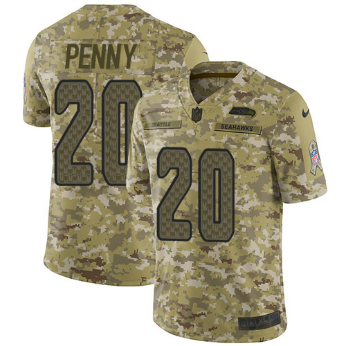 Nike Seahawks #20 Rashaad Penny Camo Men's Stitched NFL Limited 2018 Salute To Service Jersey Nike Seahawks #20 Rashaad Penny Camo Men's Stitched NFL Limited 2018 Salute To Service Jersey