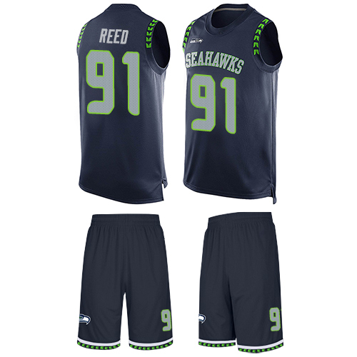 Nike Seahawks #91 Jarran Reed Steel Blue Team Color Men's Stitched NFL Limited Tank Top Suit Jersey Nike Seahawks #91 Jarran Reed Steel Blue Team Color Men's Stitched NFL Limited Tank Top Suit Jersey