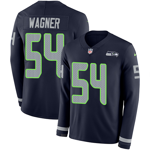 Nike Seahawks #54 Bobby Wagner Steel Blue Team Color Men's Stitched NFL Limited Therma Long Sleeve Jersey Nike Seahawks #54 Bobby Wagner Steel Blue Team Color Men's Stitched NFL Limited Therma Long Sleeve Jersey