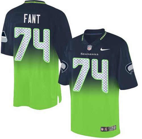 Nike Seahawks #74 George Fant Steel Blue/Green Men's Stitched NFL Elite Fadeaway Fashion Jersey Nike Seahawks #74 George Fant Steel Blue/Green Men's Stitched NFL Elite Fadeaway Fashion Jersey
