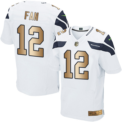 Nike Seahawks #12 Fan White Men's Stitched NFL Elite Gold Jersey Nike Seahawks #12 Fan White Men's Stitched NFL Elite Gold Jersey