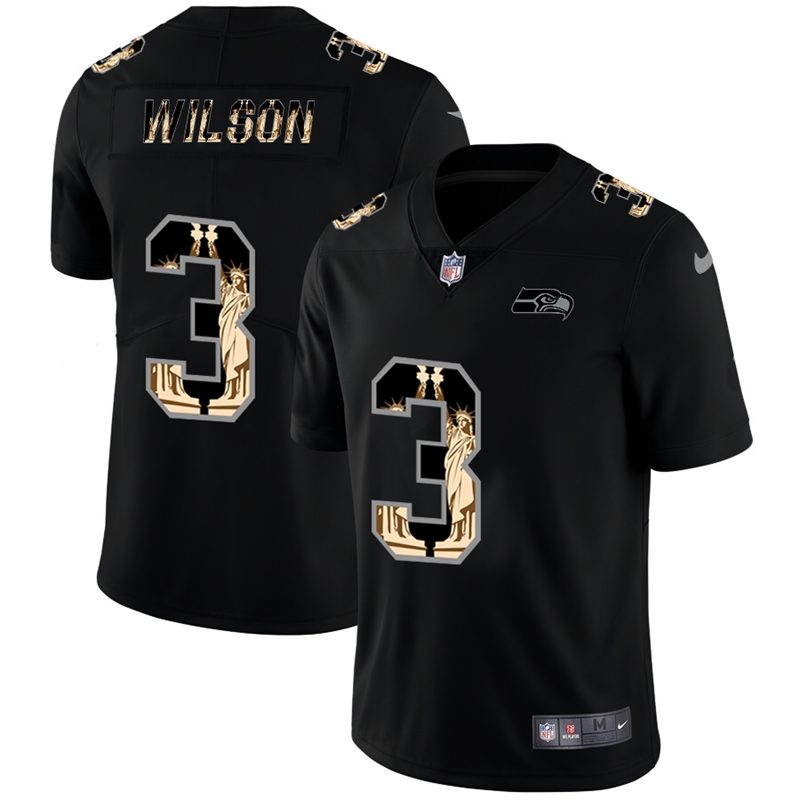 Seattle Seahawks #3 Russell Wilson Carbon Black Vapor Statue Of Liberty Limited NFL Jersey Seattle Seahawks #3 Russell Wilson Carbon Black Vapor Statue Of Liberty Limited NFL Jersey