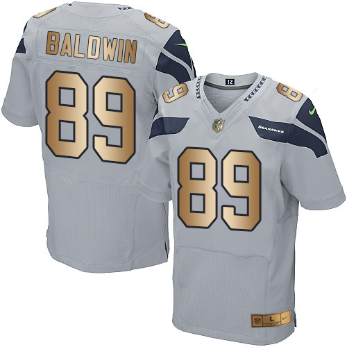 Nike Seahawks #89 Doug Baldwin Grey Alternate Men's Stitched NFL Elite Gold Jersey Nike Seahawks #89 Doug Baldwin Grey Alternate Men's Stitched NFL Elite Gold Jersey