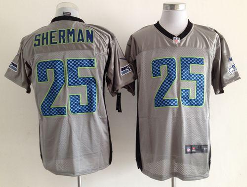 Nike Seahawks #25 Richard Sherman Grey Shadow Men's Stitched NFL Elite Jersey Nike Seahawks #25 Richard Sherman Grey Shadow Men's Stitched NFL Elite Jersey